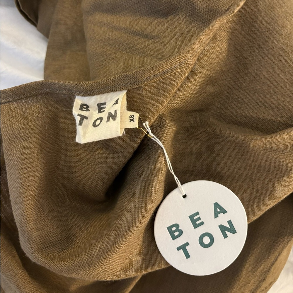 NWOT XS Beaton Linen utility jumpsuit - Sage - Picture 4 of 5
